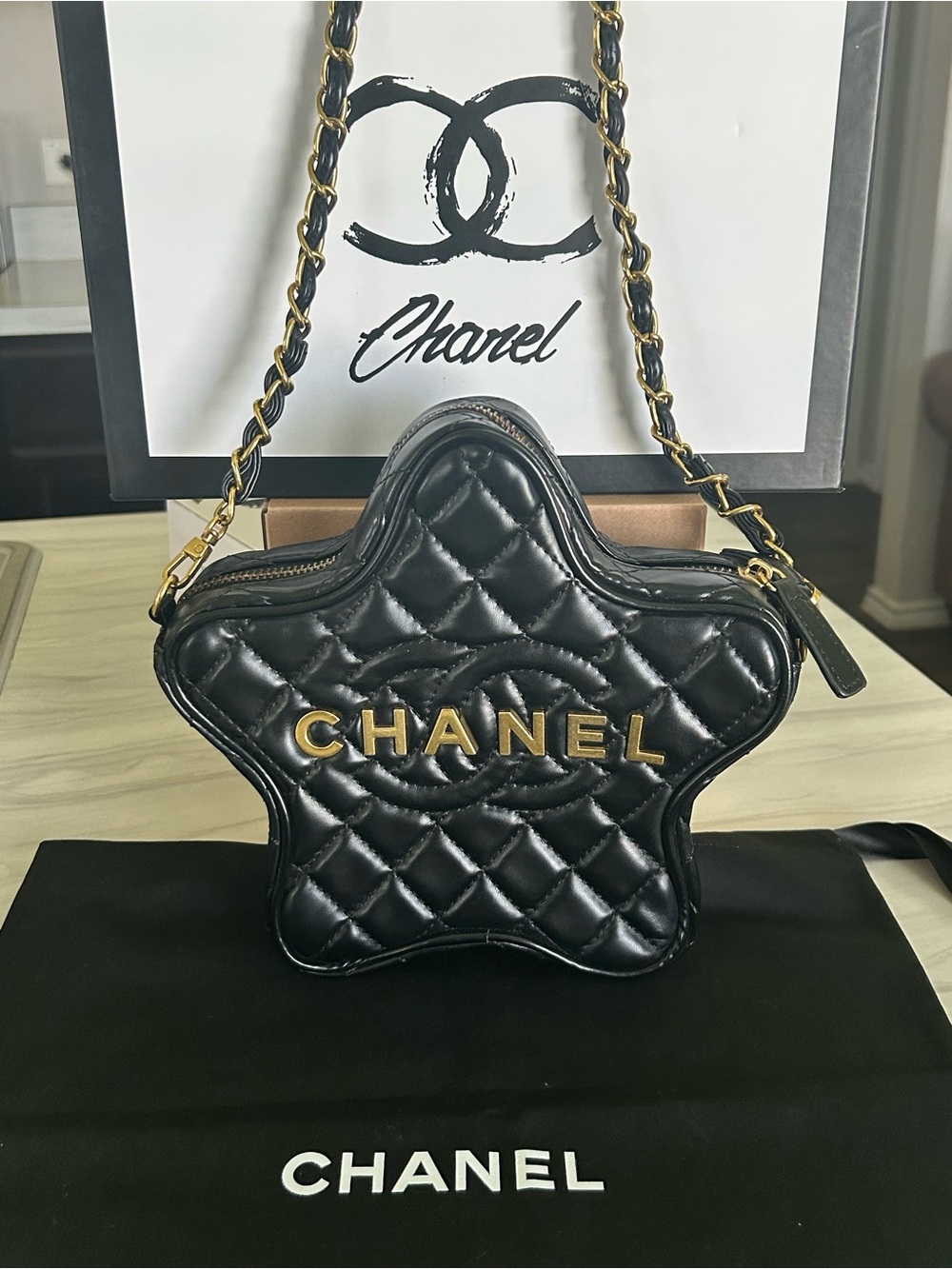 CHANEL Black VIP GWP Quilted Star Mini Bag with Gold Hardware. - Picture 4 of 11